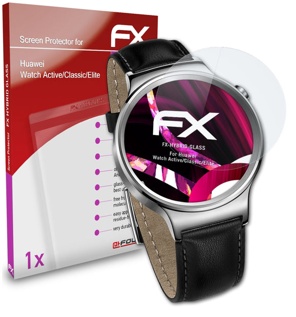 atFoliX FX-Hybrid-Glass Panzerglasfolie für Huawei Watch Active/Classic/Elite