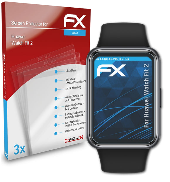 atFoliX FX-Clear Schutzfolie für Huawei Watch Fit 2