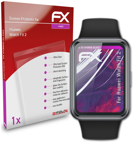 atFoliX FX-Hybrid-Glass Panzerglasfolie für Huawei Watch Fit 2