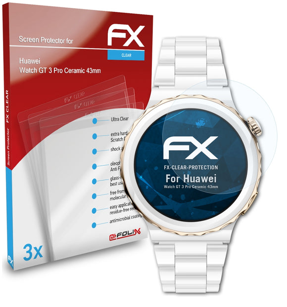 atFoliX FX-Clear Schutzfolie für Huawei Watch GT 3 Pro Ceramic (43mm)