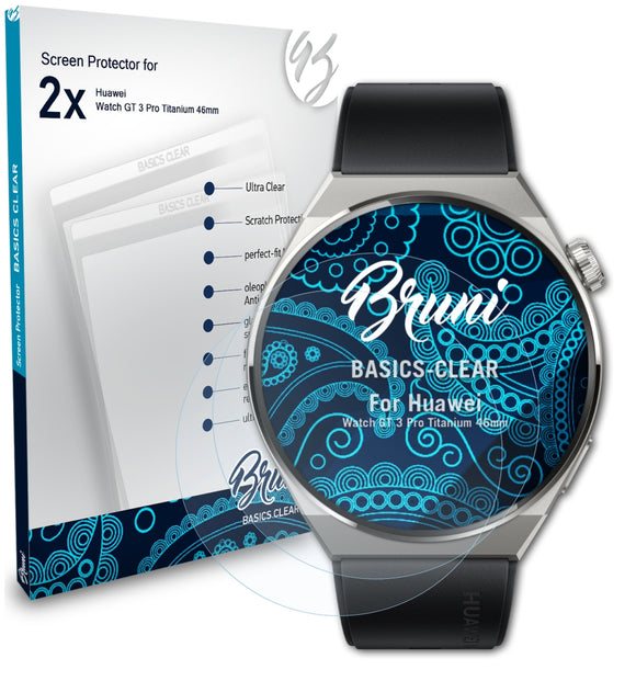 Bruni Basics-Clear Displayschutzfolie für Huawei Watch GT 3 Pro Titanium (46mm)