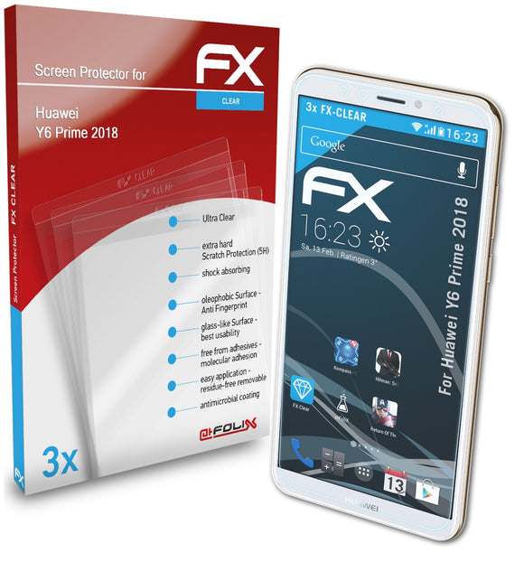 atFoliX FX-Clear Schutzfolie für Huawei Y6 Prime 2018