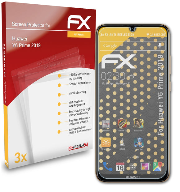 atFoliX FX-Antireflex Displayschutzfolie für Huawei Y6 Prime 2019