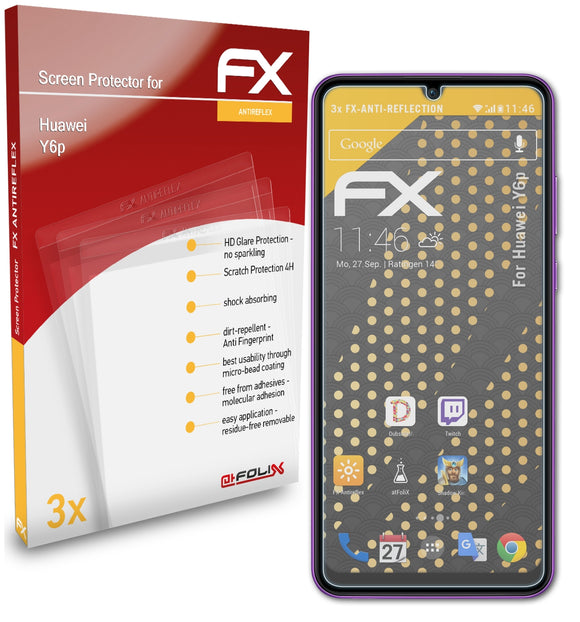 atFoliX FX-Antireflex Displayschutzfolie für Huawei Y6p