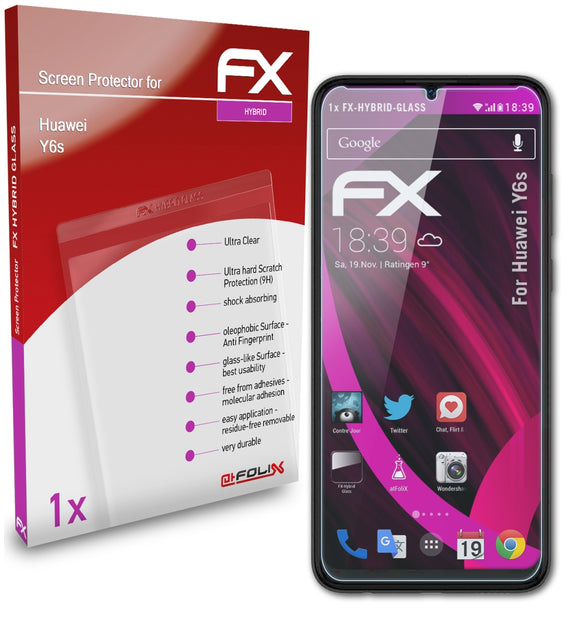 atFoliX FX-Hybrid-Glass Panzerglasfolie für Huawei Y6s