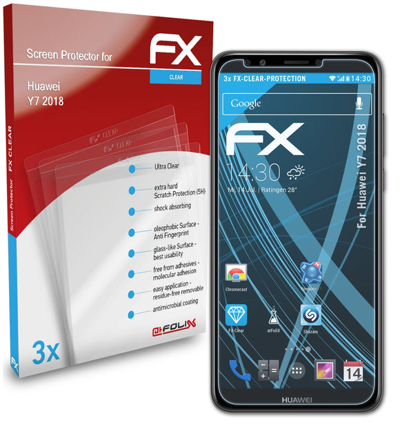 atFoliX FX-Clear Schutzfolie für Huawei Y7 2018