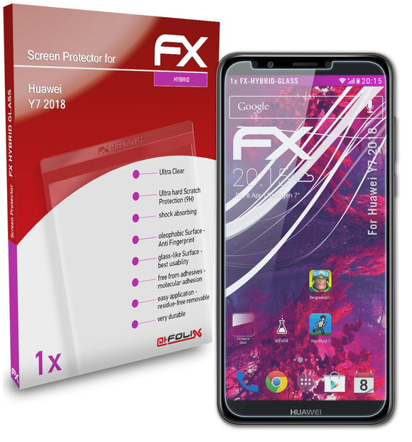 atFoliX FX-Hybrid-Glass Panzerglasfolie für Huawei Y7 2018