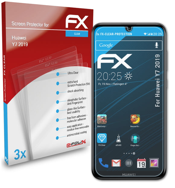 atFoliX FX-Clear Schutzfolie für Huawei Y7 2019