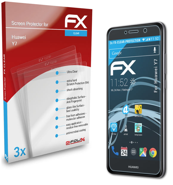 atFoliX FX-Clear Schutzfolie für Huawei Y7