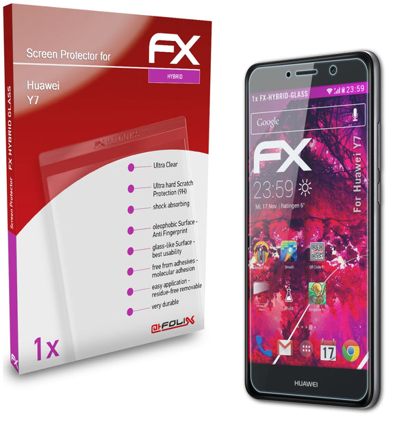 atFoliX FX-Hybrid-Glass Panzerglasfolie für Huawei Y7