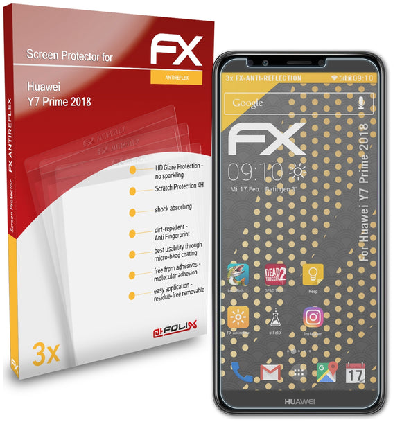 atFoliX FX-Antireflex Displayschutzfolie für Huawei Y7 Prime 2018