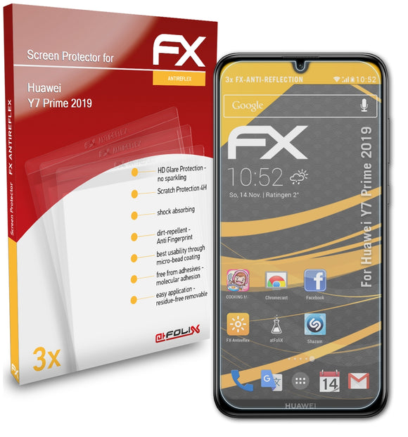 atFoliX FX-Antireflex Displayschutzfolie für Huawei Y7 Prime 2019