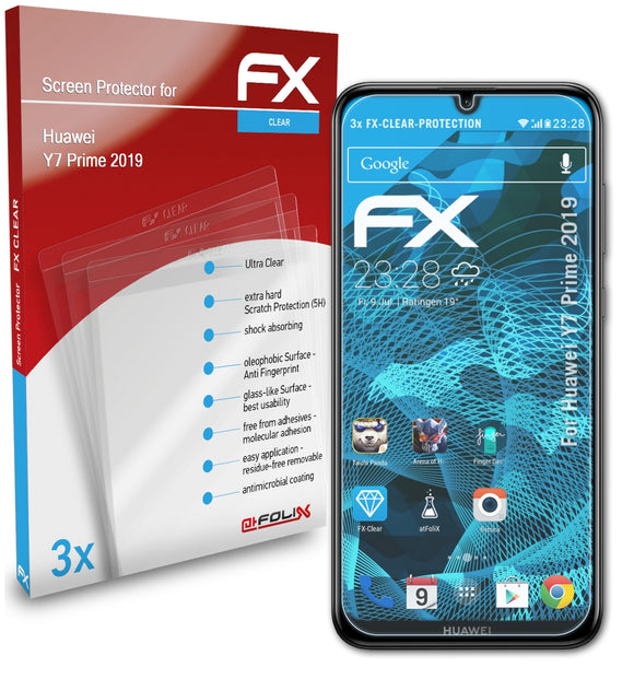 atFoliX FX-Clear Schutzfolie für Huawei Y7 Prime 2019
