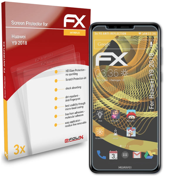 atFoliX FX-Antireflex Displayschutzfolie für Huawei Y9 (2018)