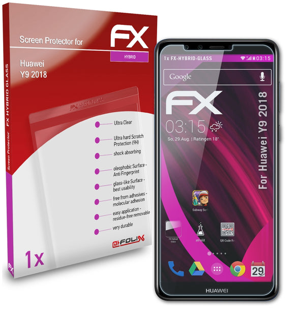 atFoliX FX-Hybrid-Glass Panzerglasfolie für Huawei Y9 (2018)