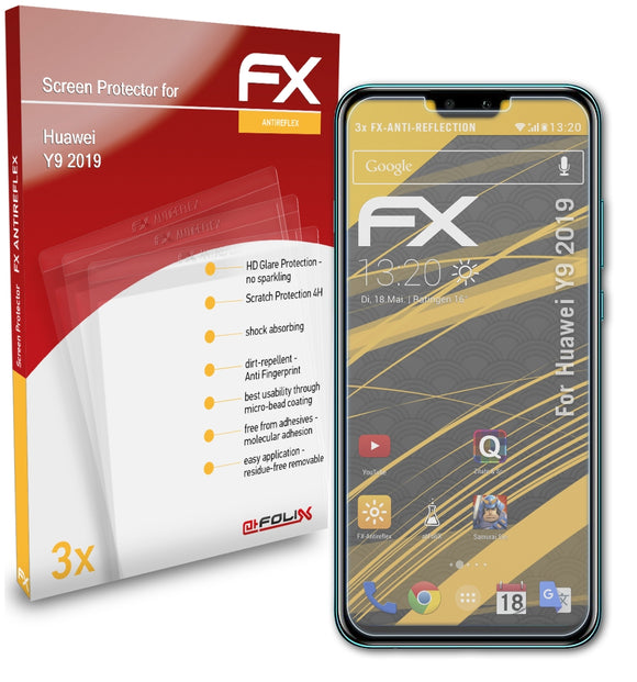 atFoliX FX-Antireflex Displayschutzfolie für Huawei Y9 (2019)