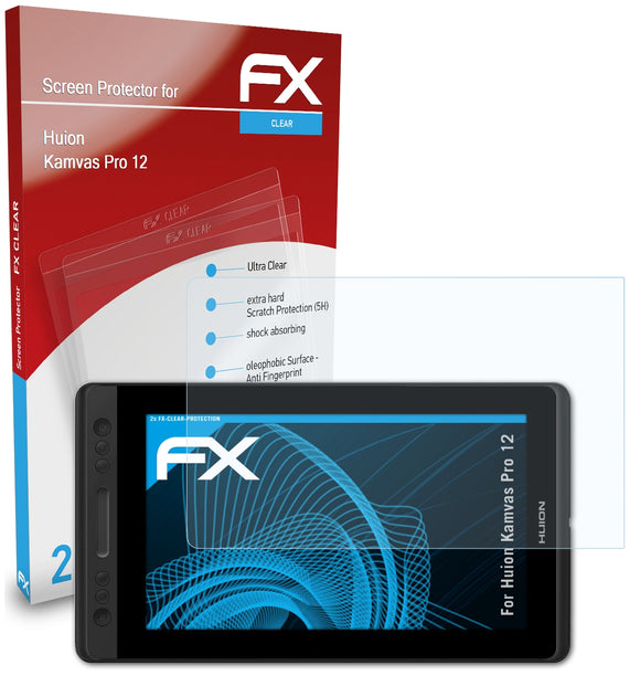 atFoliX FX-Clear Schutzfolie für Huion Kamvas Pro 12
