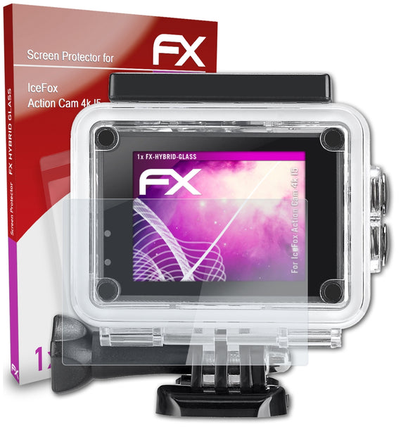 atFoliX FX-Hybrid-Glass Panzerglasfolie für IceFox Action Cam 4k I5