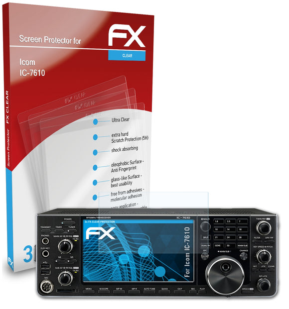 atFoliX FX-Clear Schutzfolie für Icom IC-7610