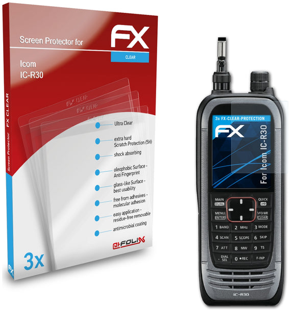 atFoliX FX-Clear Schutzfolie für Icom IC-R30