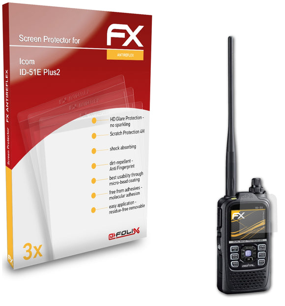 atFoliX FX-Antireflex Displayschutzfolie für Icom ID-51E Plus2