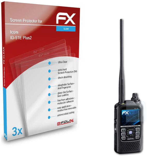 atFoliX FX-Clear Schutzfolie für Icom ID-51E Plus2