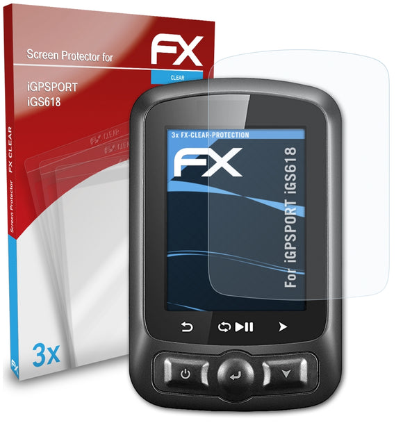 atFoliX FX-Clear Schutzfolie für iGPSPORT iGS618