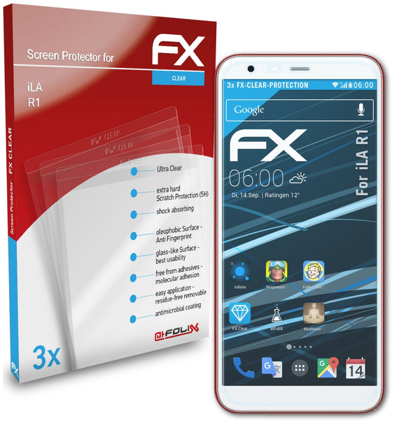 atFoliX FX-Clear Schutzfolie für iLA R1