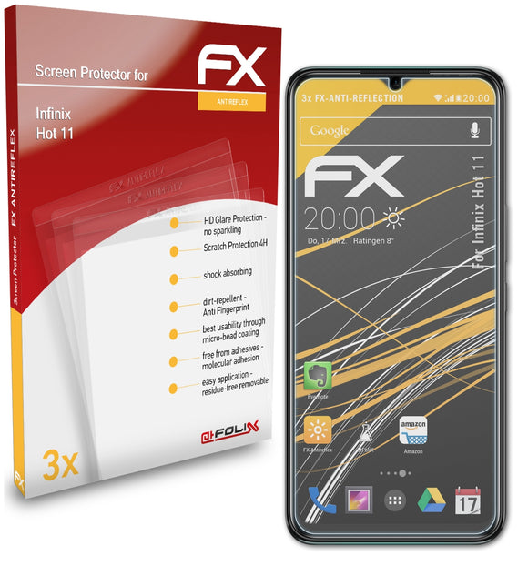 atFoliX FX-Antireflex Displayschutzfolie für Infinix Hot 11