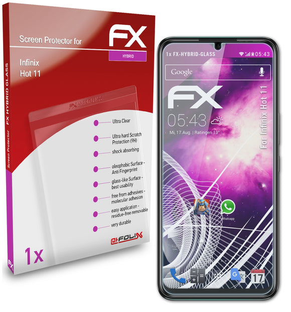 atFoliX FX-Hybrid-Glass Panzerglasfolie für Infinix Hot 11
