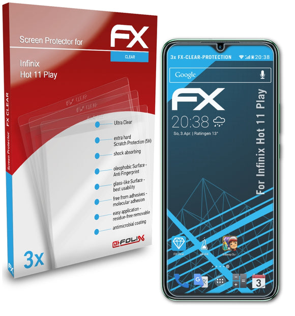 atFoliX FX-Clear Schutzfolie für Infinix Hot 11 Play