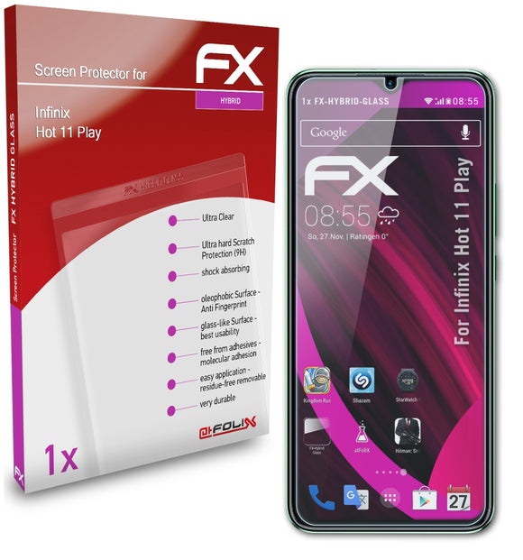 atFoliX FX-Hybrid-Glass Panzerglasfolie für Infinix Hot 11 Play