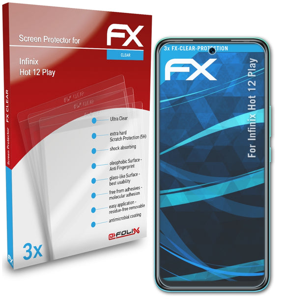 atFoliX FX-Clear Schutzfolie für Infinix Hot 12 Play