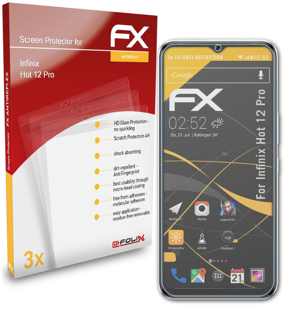 atFoliX FX-Antireflex Displayschutzfolie für Infinix Hot 12 Pro