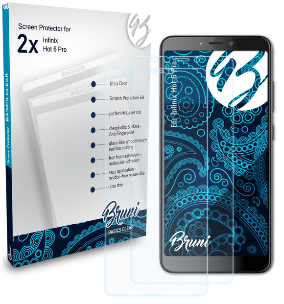 Bruni Basics-Clear Displayschutzfolie für Infinix Hot 6 Pro