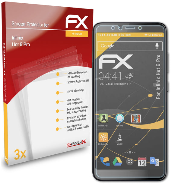 atFoliX FX-Antireflex Displayschutzfolie für Infinix Hot 6 Pro