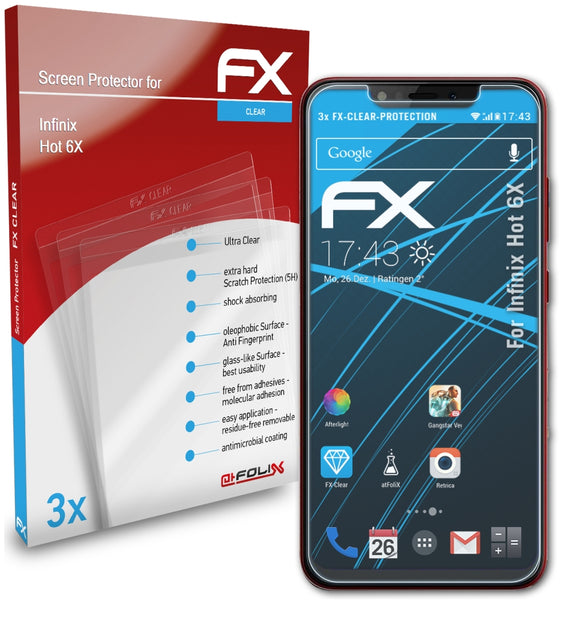 atFoliX FX-Clear Schutzfolie für Infinix Hot 6X
