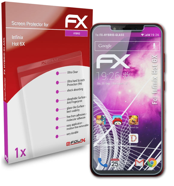 atFoliX FX-Hybrid-Glass Panzerglasfolie für Infinix Hot 6X