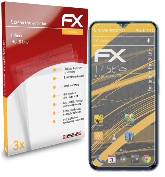 atFoliX FX-Antireflex Displayschutzfolie für Infinix Hot 8 Lite