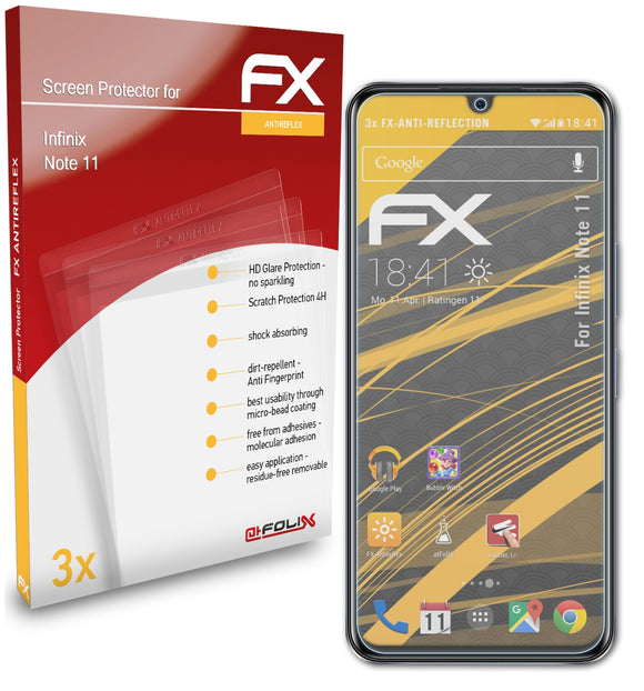 atFoliX FX-Antireflex Displayschutzfolie für Infinix Note 11