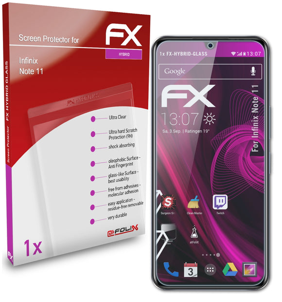 atFoliX FX-Hybrid-Glass Panzerglasfolie für Infinix Note 11