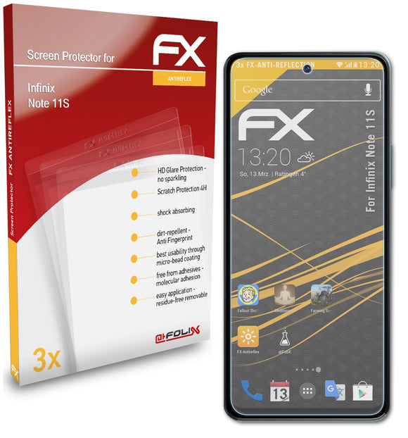 atFoliX FX-Antireflex Displayschutzfolie für Infinix Note 11S