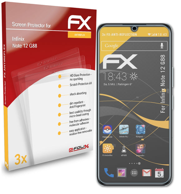 atFoliX FX-Antireflex Displayschutzfolie für Infinix Note 12 G88