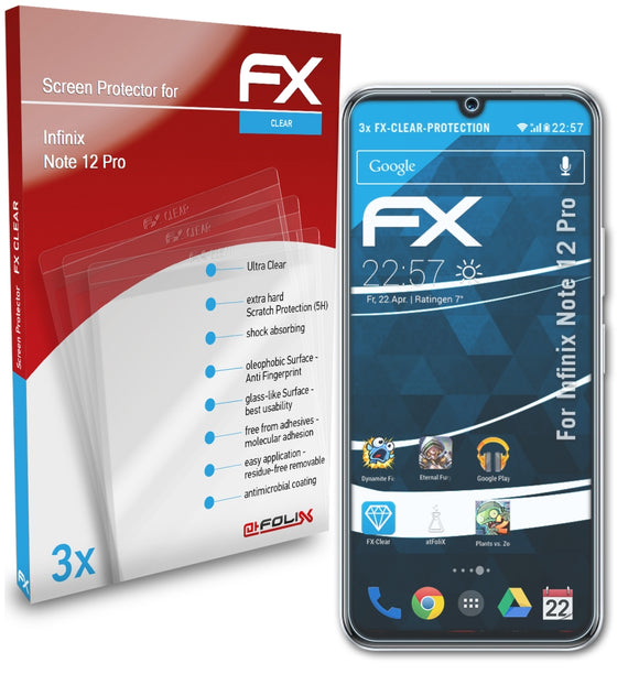 atFoliX FX-Clear Schutzfolie für Infinix Note 12 Pro