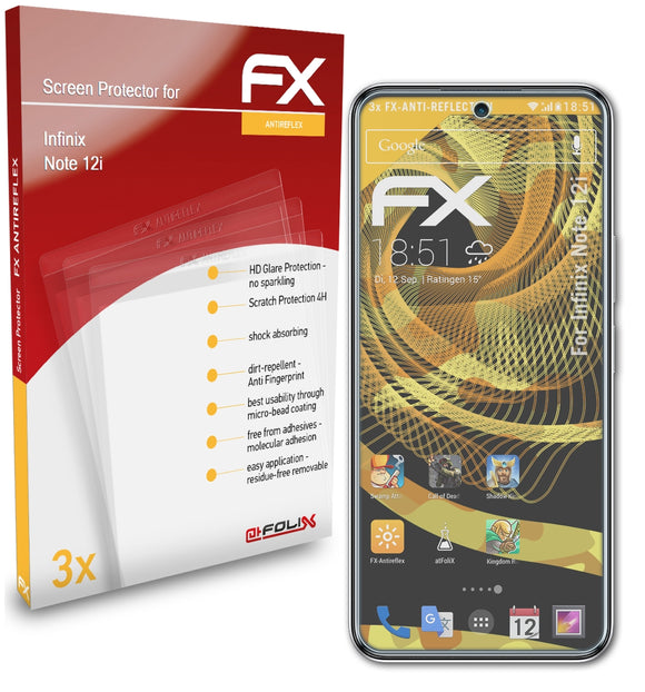 atFoliX FX-Antireflex Displayschutzfolie für Infinix Note 12i