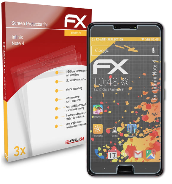atFoliX FX-Antireflex Displayschutzfolie für Infinix Note 4