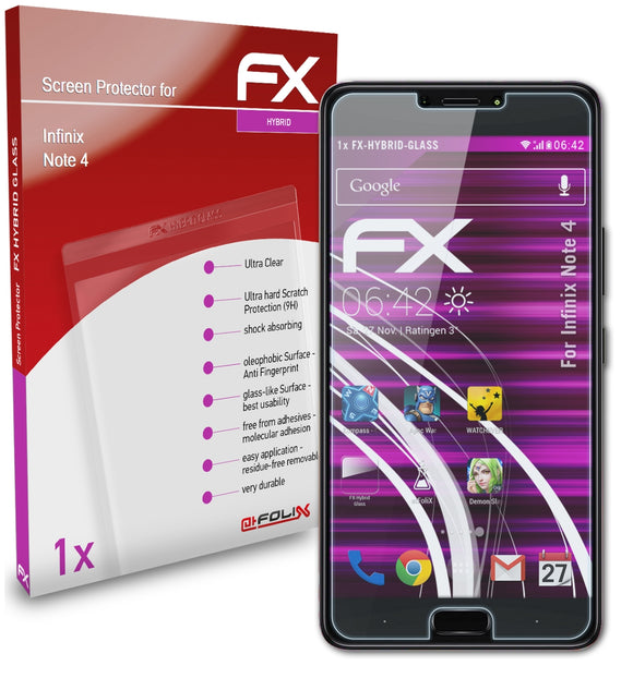 atFoliX FX-Hybrid-Glass Panzerglasfolie für Infinix Note 4