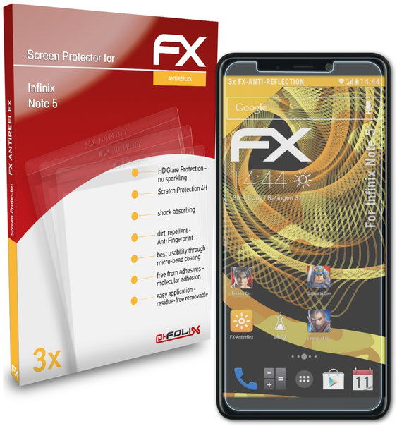 atFoliX FX-Antireflex Displayschutzfolie für Infinix Note 5