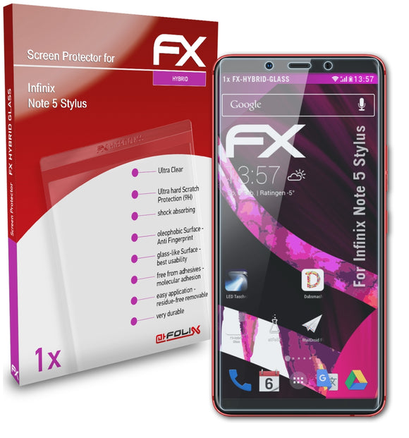 atFoliX FX-Hybrid-Glass Panzerglasfolie für Infinix Note 5 Stylus