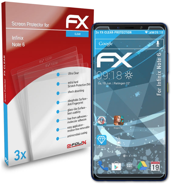 atFoliX FX-Clear Schutzfolie für Infinix Note 6